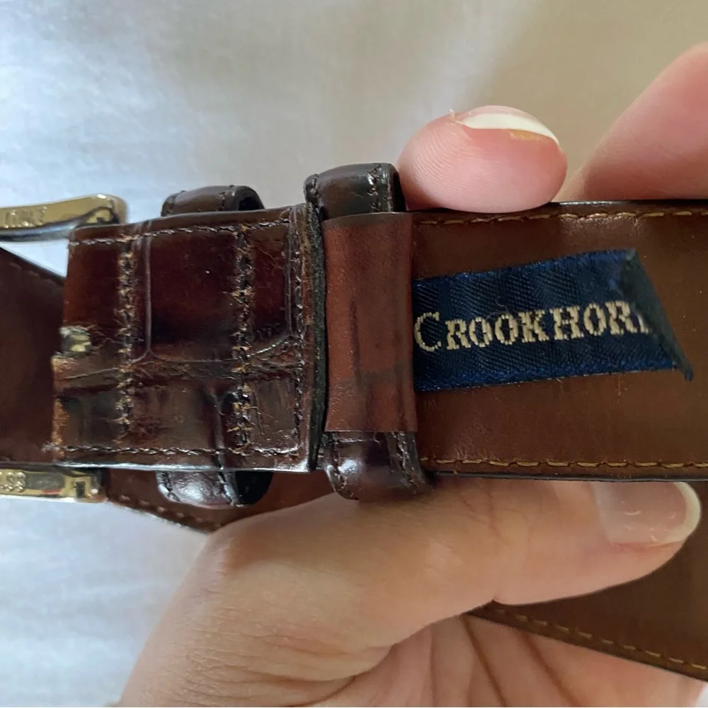 Men's Dark Brown Vintage Leather Crookhorn Belt